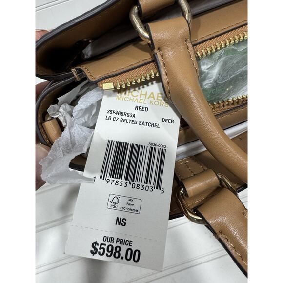 Michael Kors Large Reed Satchel Embossed Croc Leather Purse Crossbody NWT $598 - Picture 3 of 8